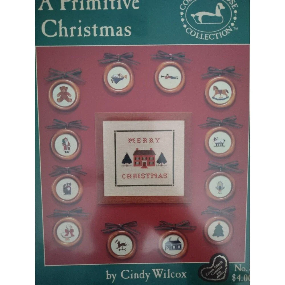 Vintage 1984 Cross Stitch Pattern Book A Primitive Christmas Cindy Wilcox...
